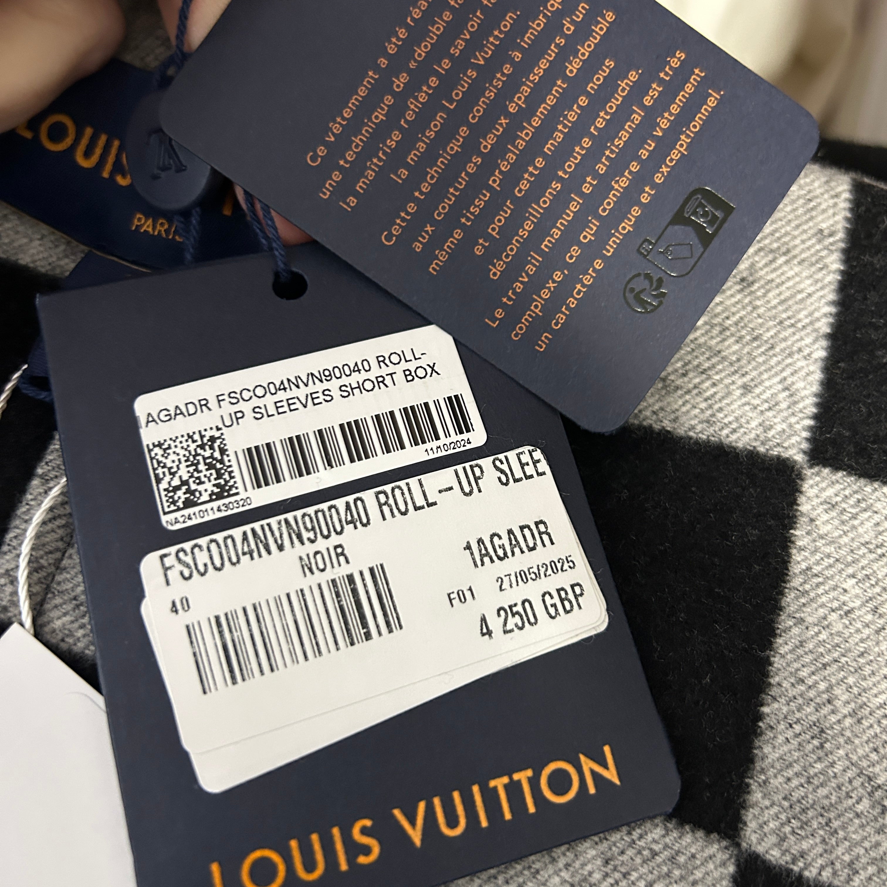 Louis Vuitton New £4250 Black & Daimer Print  Coat M/L/XL