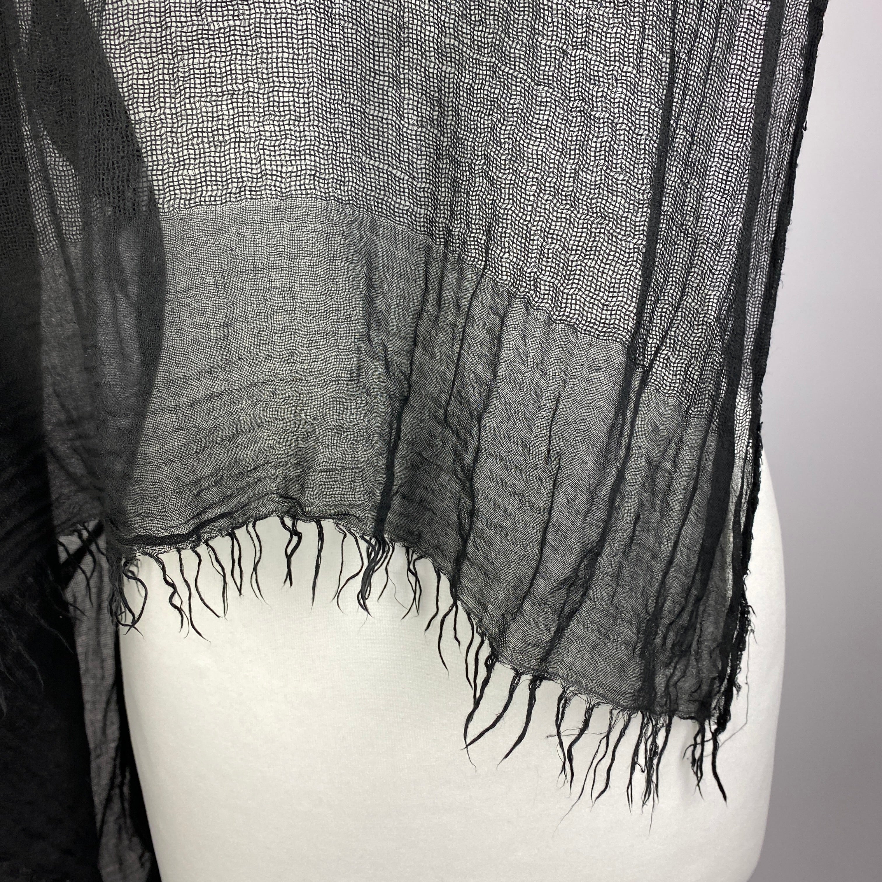 Faliero Sarti Black Loose Weave Modal & Silk Large Scarf