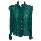 Isabel Marant Etoile Emerald Tufted Cotton Frill Shirt S