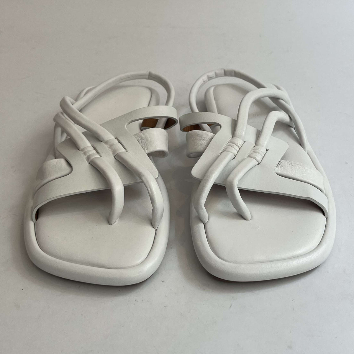 Clergerie White Leather Strappy Sandals 40.5