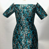 J Mendel $6000 Aqua & Bronze Brocade Evening Gown S