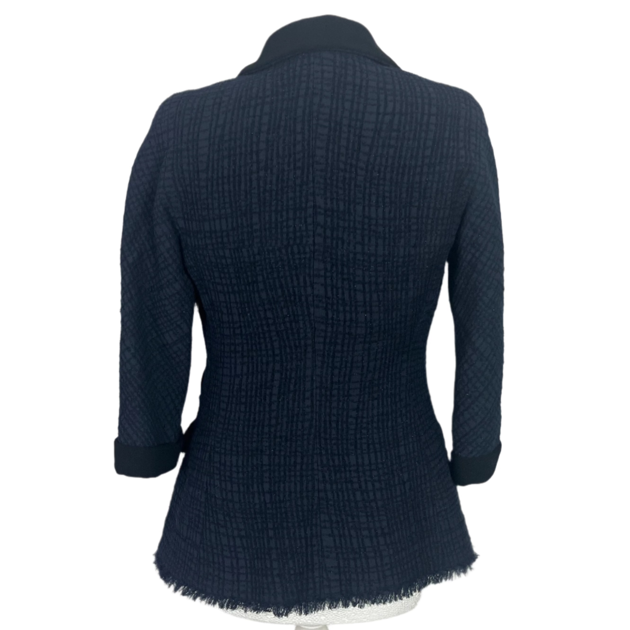 Chanel New Navy Sparkle Wool & Silk Tuxedo Jacket XS/XXS