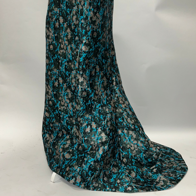 J Mendel $6000 Aqua & Bronze Brocade Evening Gown M