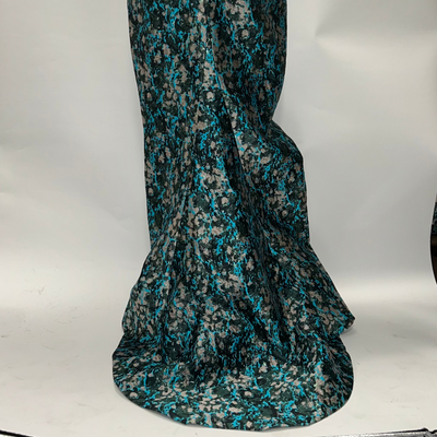 J Mendel $6000 Aqua & Bronze Brocade Evening Gown M