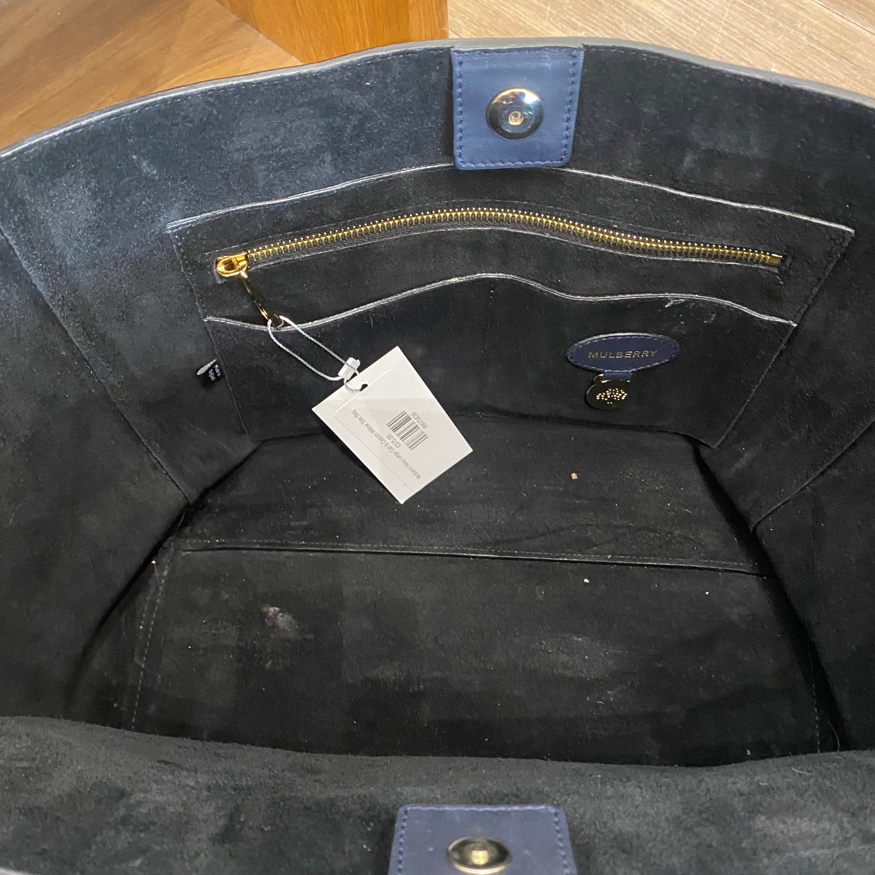 Mulberry Navy Large Calf & Ostrich Willow Tote Bag