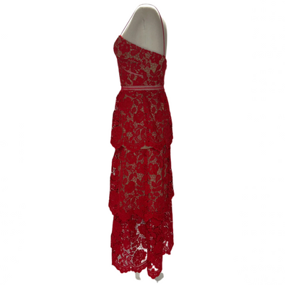 Self-Portrait Scarlet Guipure Maxi Dress XS