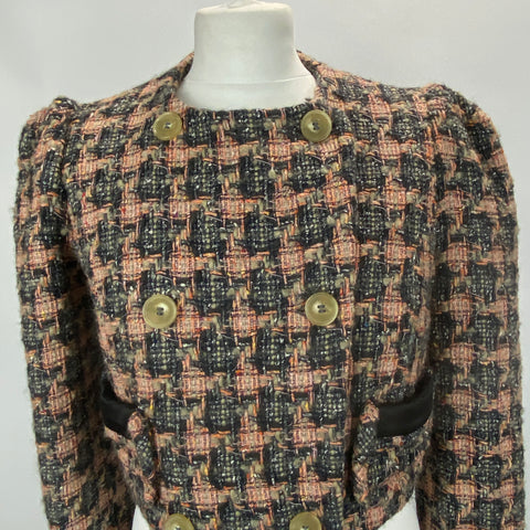 Anna Mason Peach & Sage Tweed Cropped Jacket M