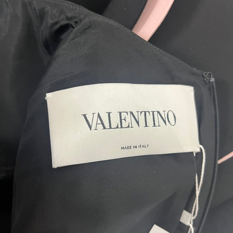 Valentino Black Wool & Silk Petal Cuff Shift Dress S