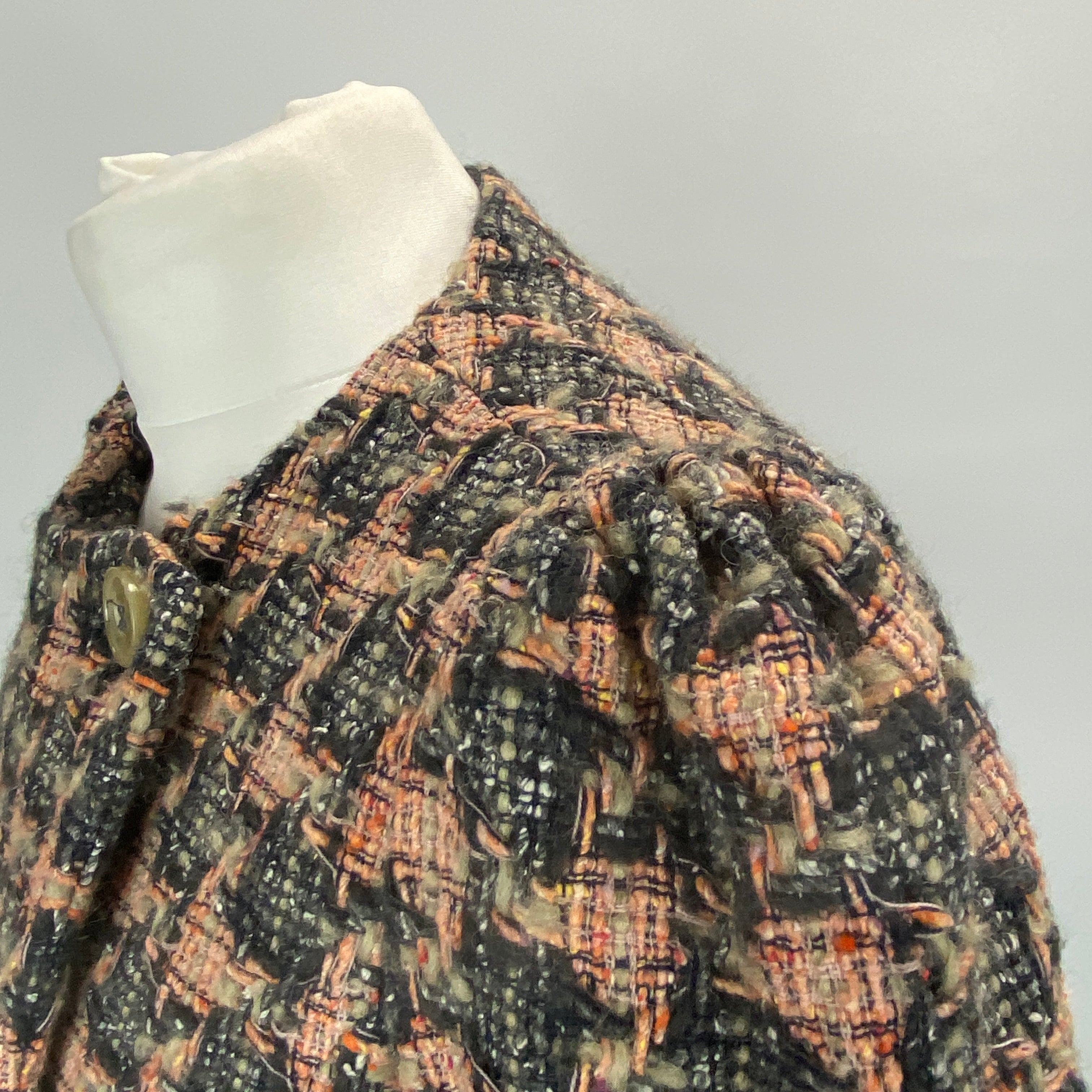 Anna Mason Peach & Sage Tweed Cropped Jacket M