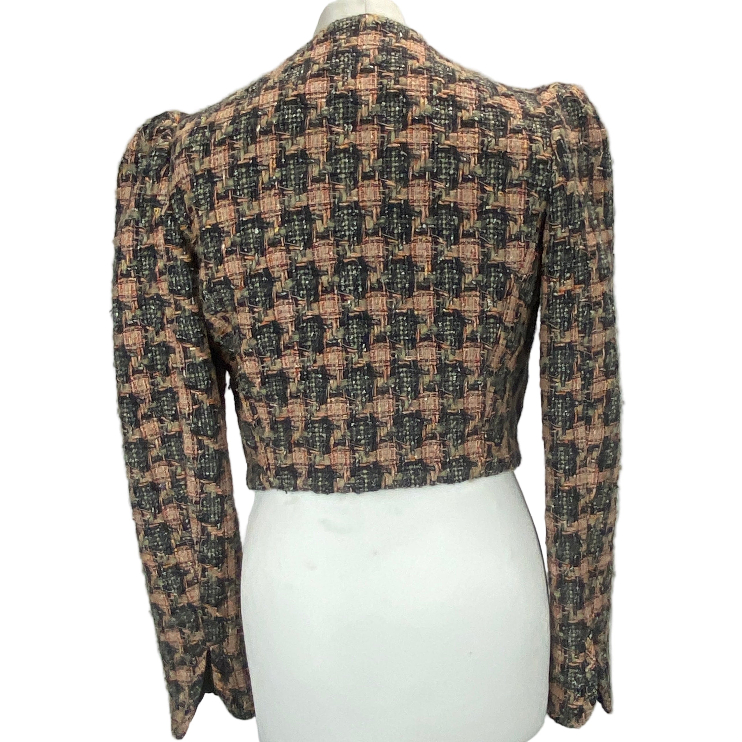 Anna Mason Peach & Sage Tweed Cropped Jacket M