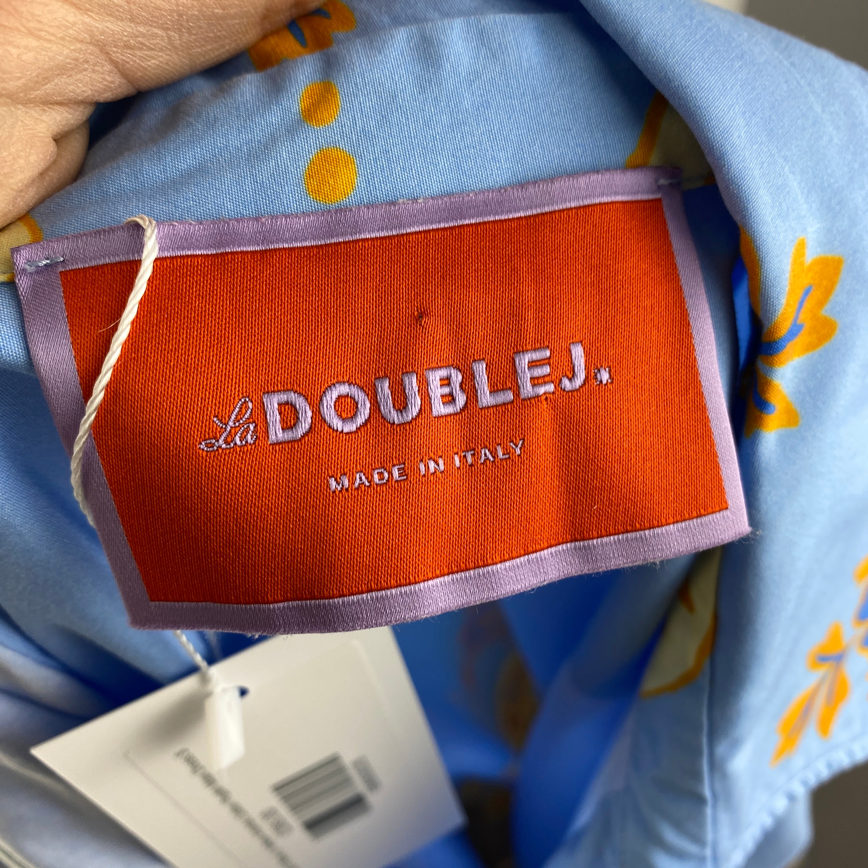 La Double J £870 Blue & Yellow Artemis Cotton Poplin Maxi Dress S