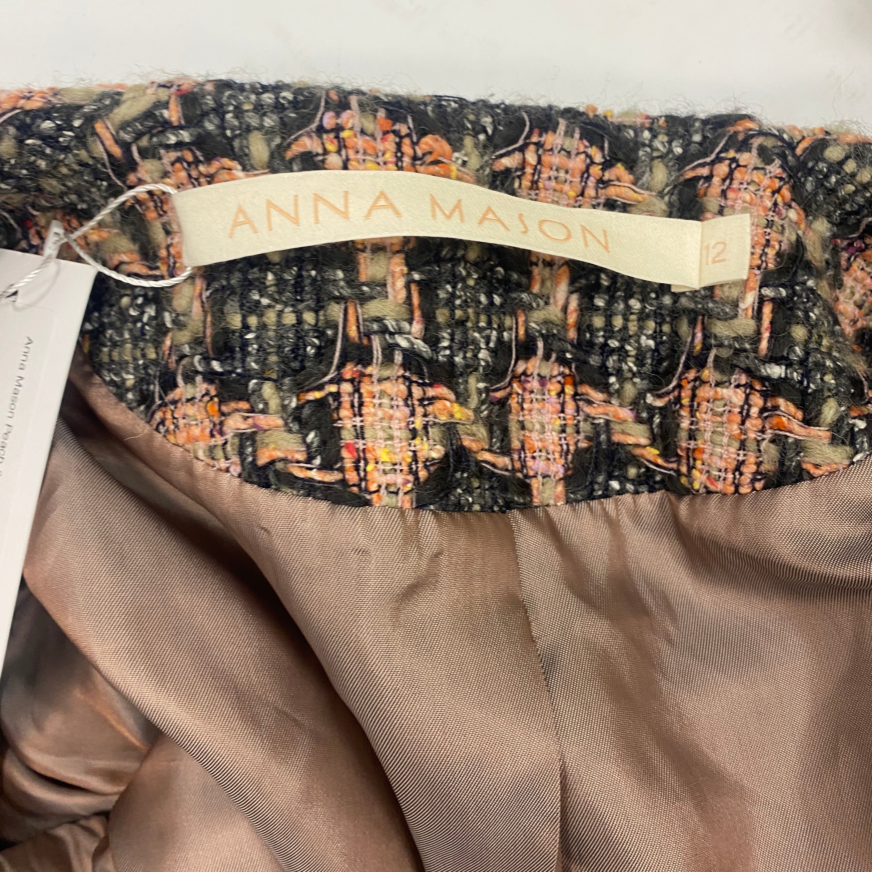 Anna Mason Peach & Sage Tweed Cropped Jacket M