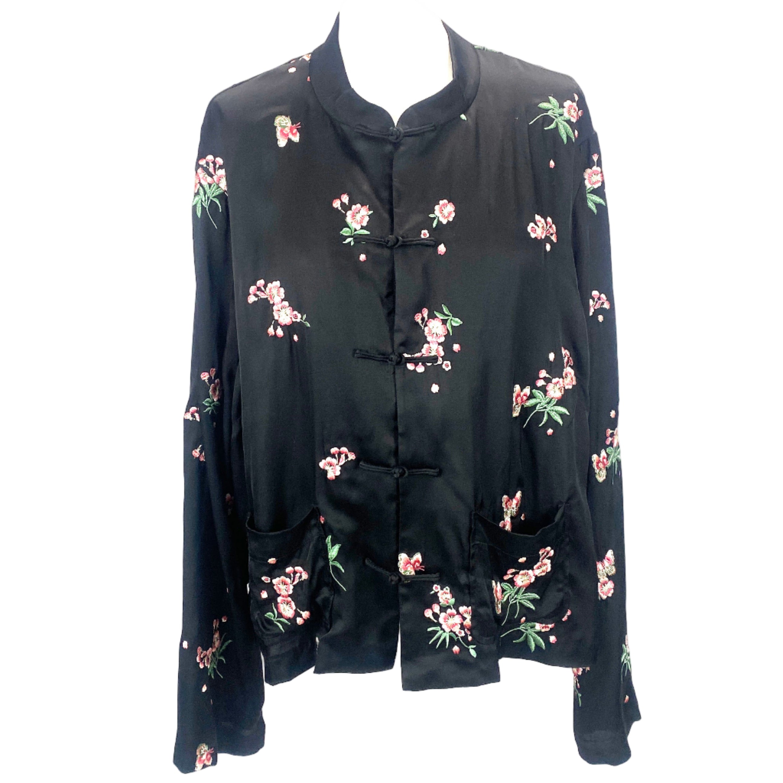 Rixo New £245 Black Blossom Embroidery Jayce Jacket 4XL