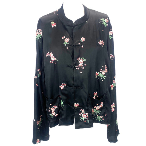 Rixo New £245 Black Blossom Embroidery Jayce Jacket 4XL