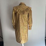 Bathsheva £270 Gold Holographic Prairie Dress XS