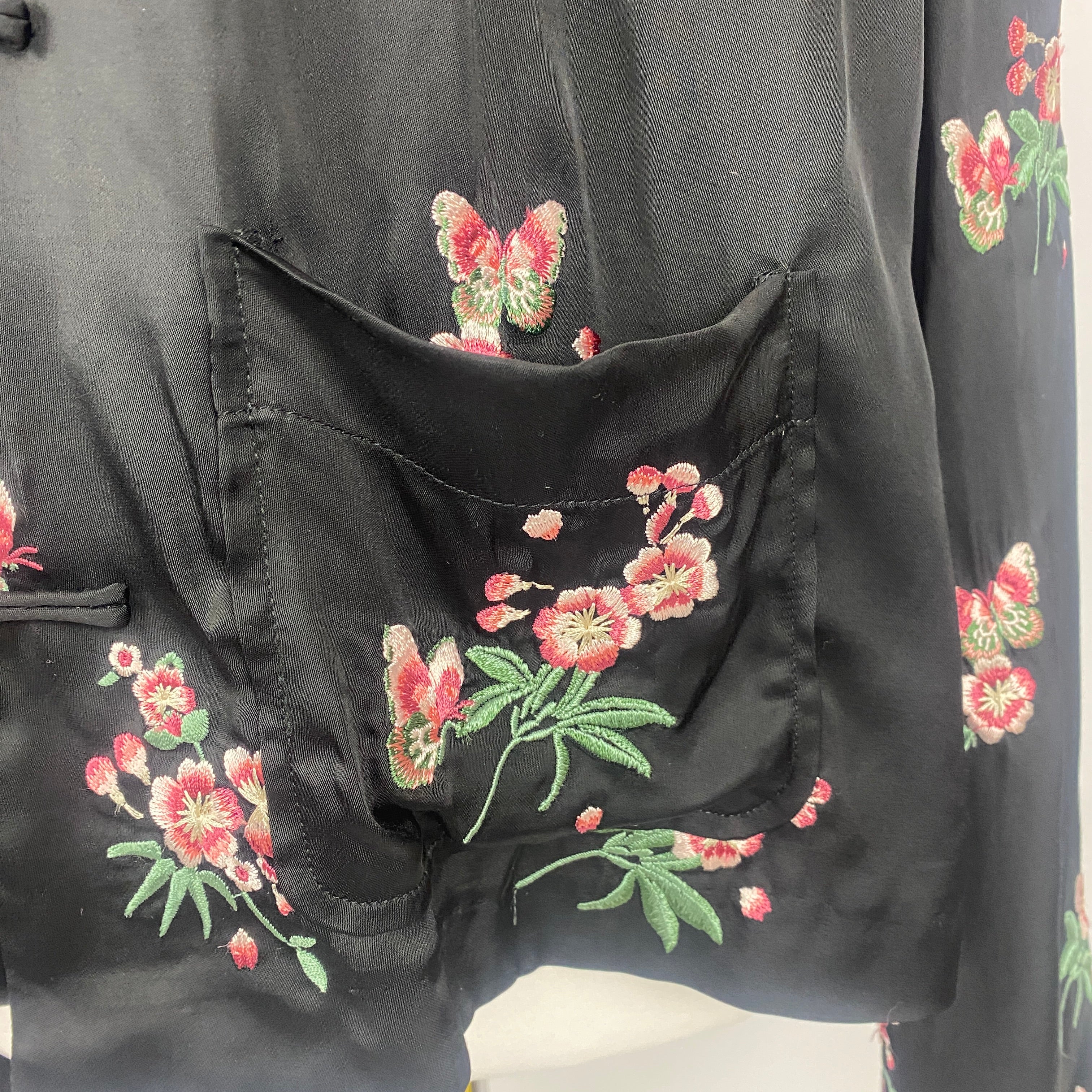 Rixo New £245 Black Blossom Embroidery Jayce Jacket 4XL