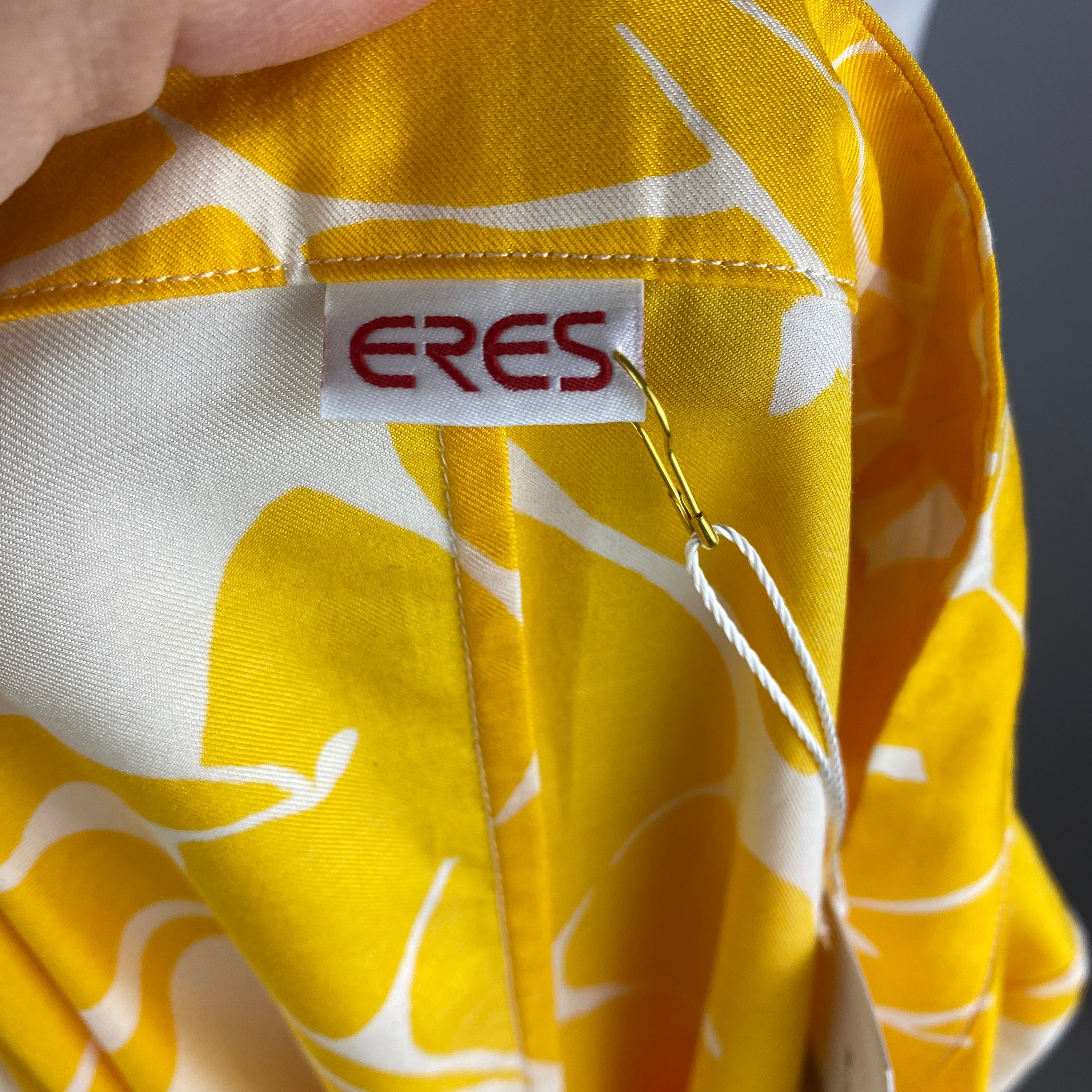Eres £1130 Yellow Pineapple Print Cotton & Silk Tunic Dress M