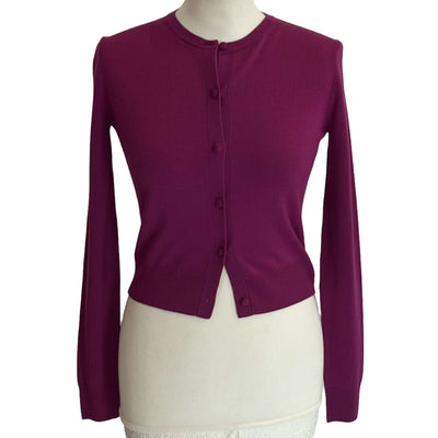 Carolina Herrera Brand New £800 Magenta Silk & Cotton Cardigan XS