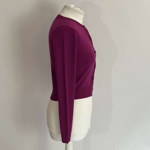 Carolina Herrera Brand New £800 Magenta Silk & Cotton Cardigan XS