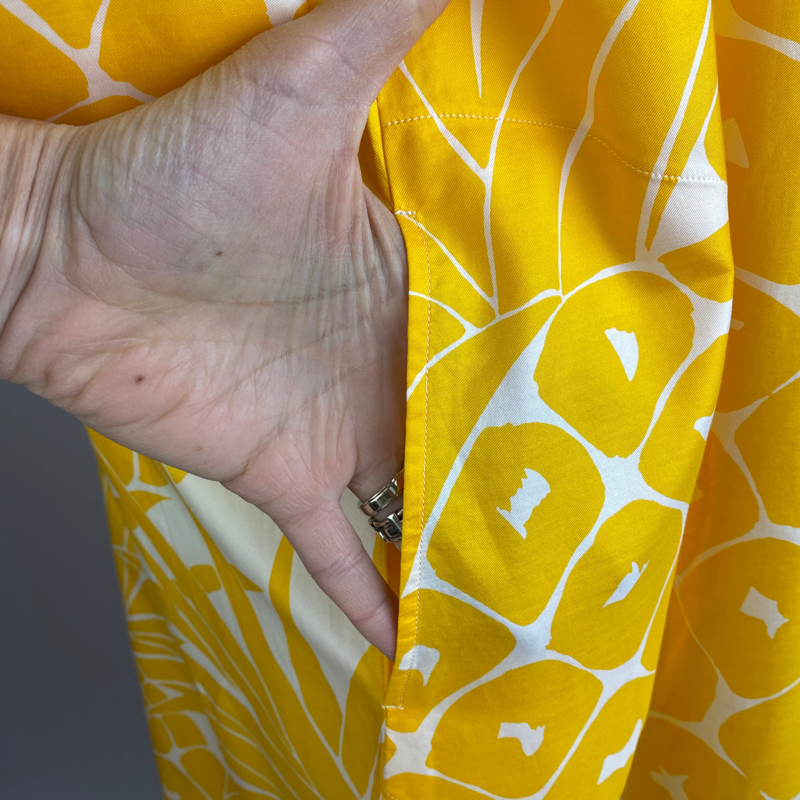 Eres £1130 Yellow Pineapple Print Cotton & Silk Tunic Dress M
