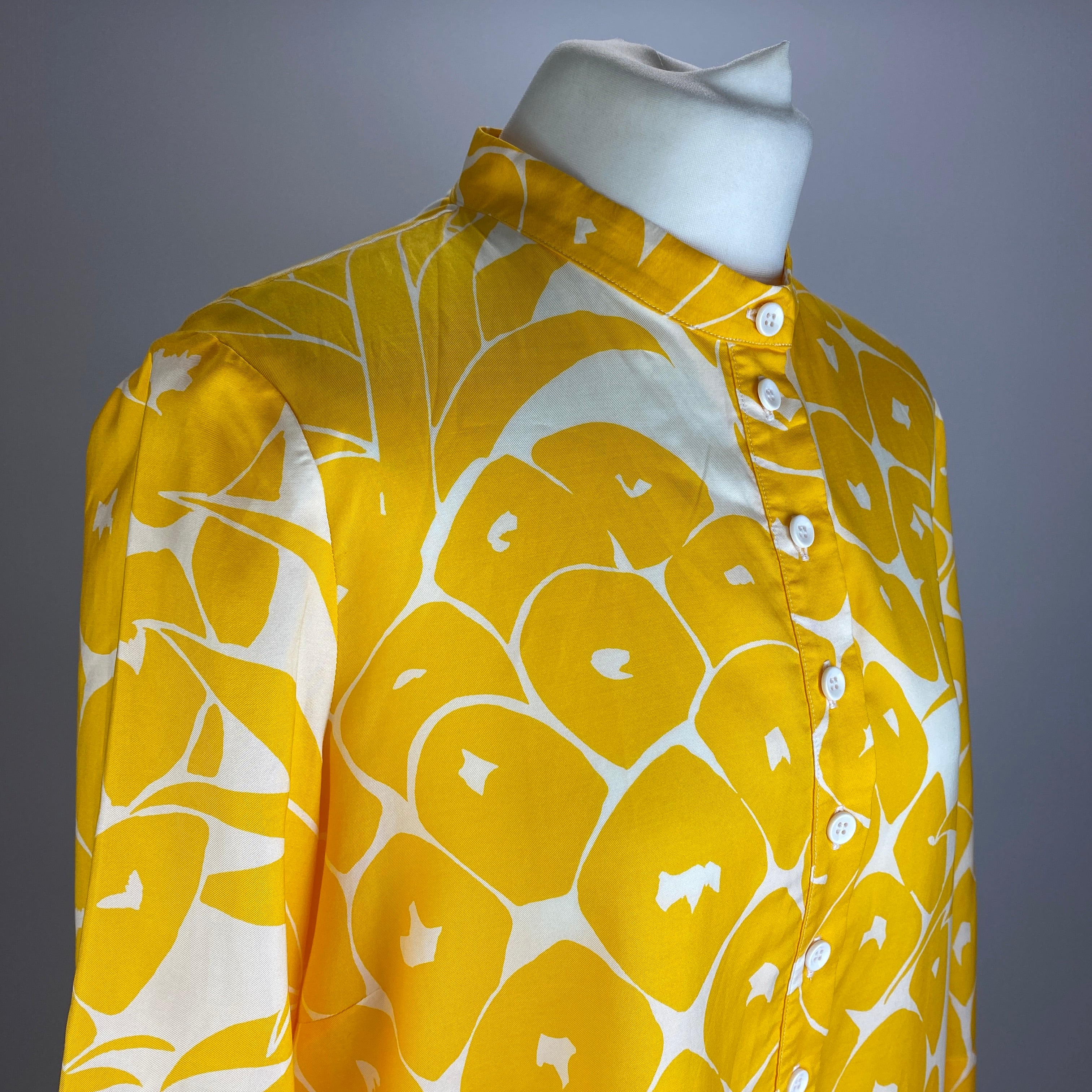Eres £1130 Yellow Pineapple Print Cotton & Silk Tunic Dress M