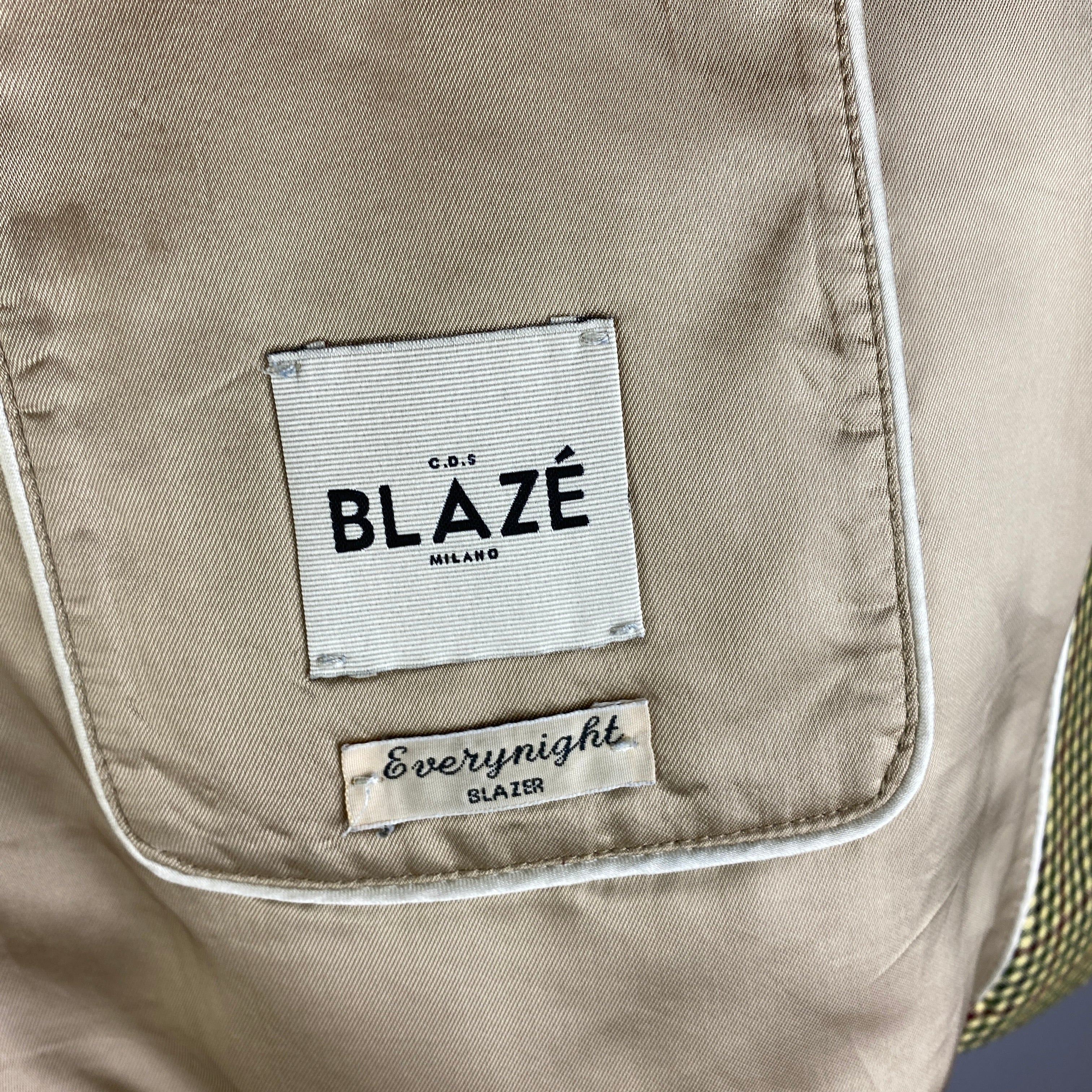 Blaze Milano £1475 Yellow Check Wool & Silk Everynight Blazer M