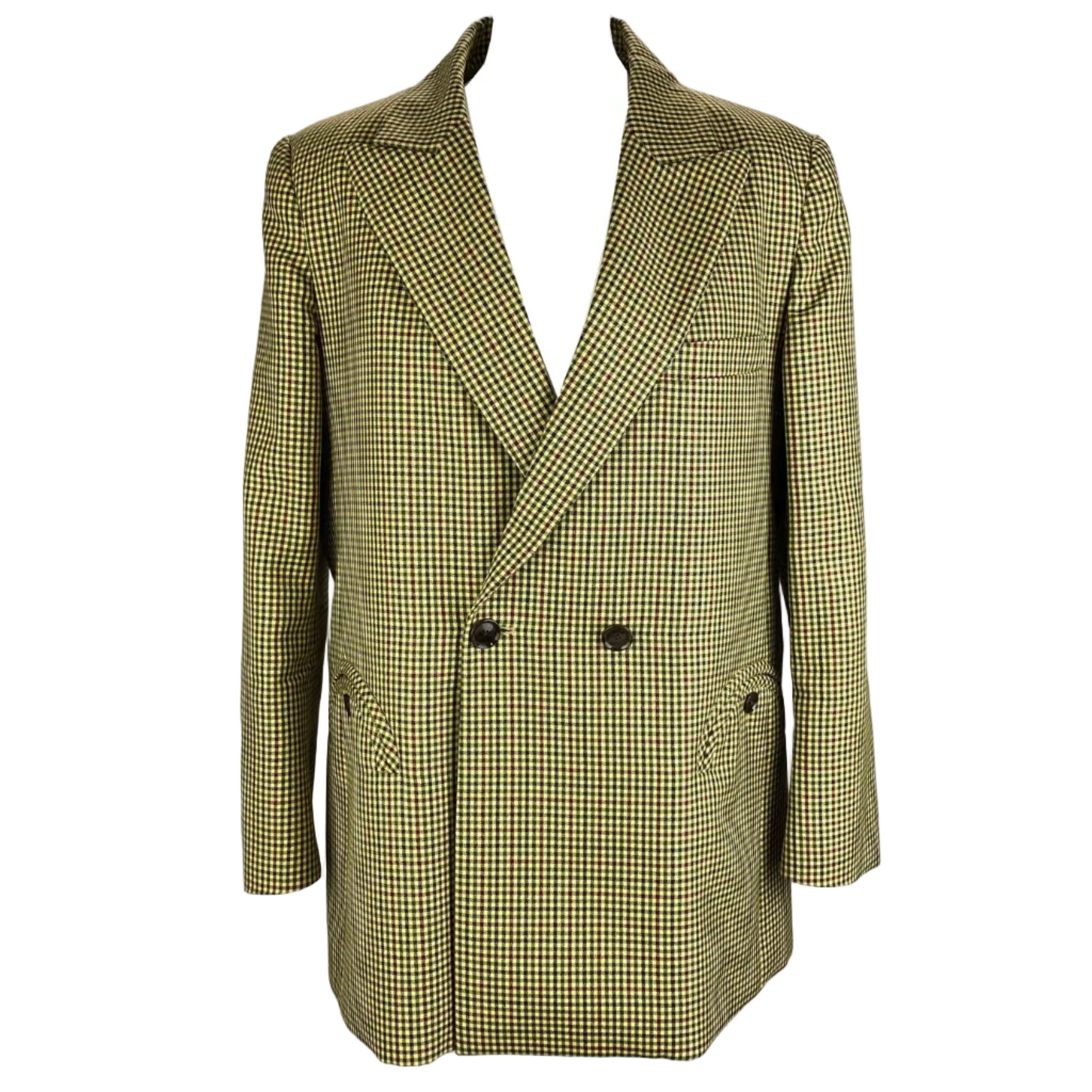 Blaze Milano £1475 Yellow Check Wool & Silk Everynight Blazer M