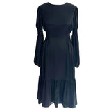 Co £960 Black Satin Ruched Detailing Maxi Dress M