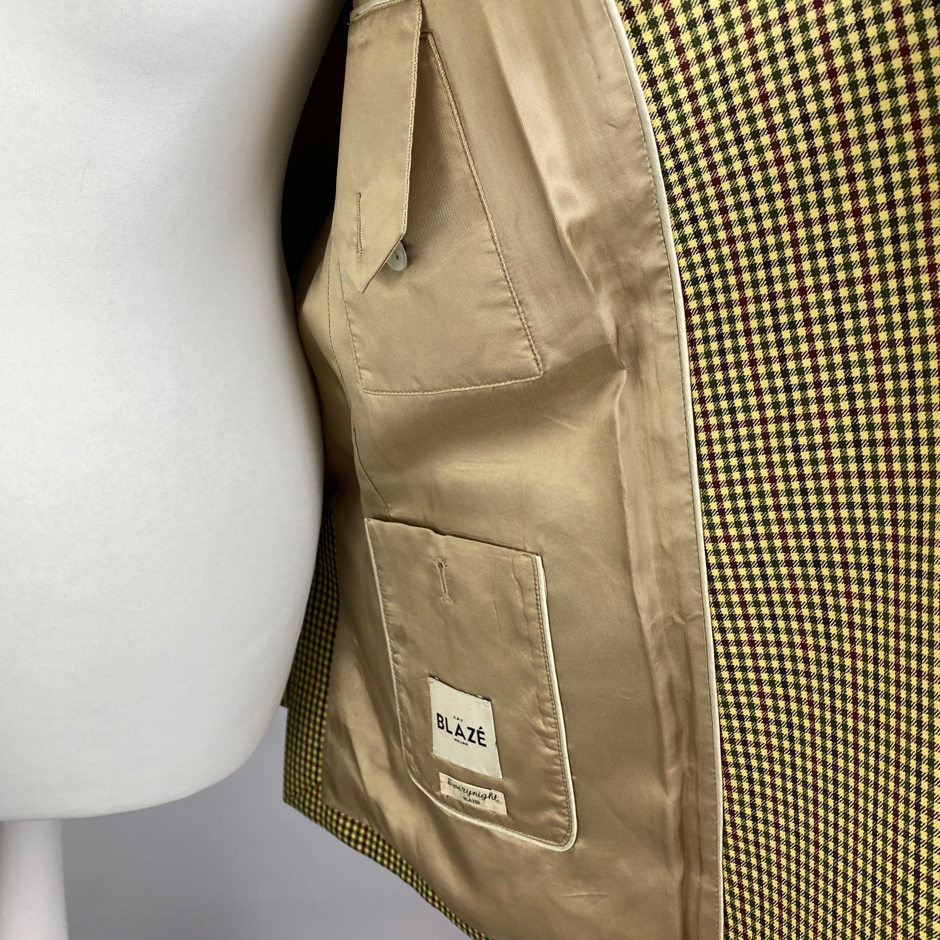 Blaze Milano £1475 Yellow Check Wool & Silk Everynight Blazer M