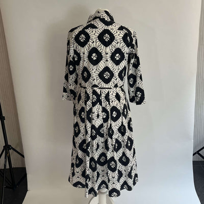 Samantha Sung £780 Black Ink Patterned Shirt Dress S