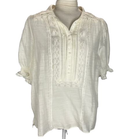 Me&Em Cream Lace Trim Blouse M