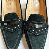 Tod's Petrol Studded Suede Heeled Loafers 39