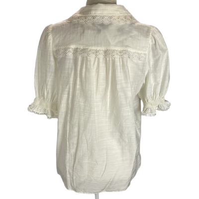 Me&Em Cream Lace Trim Blouse M