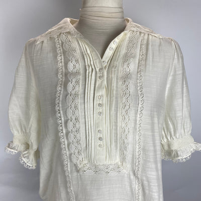 Me&Em Cream Lace Trim Blouse M