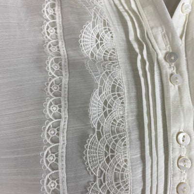Me&Em Cream Lace Trim Blouse M