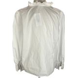 Sezane New White Broderie Anglais Trim Blouse L