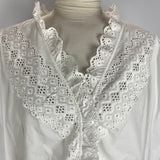Sezane New White Broderie Anglais Trim Blouse L
