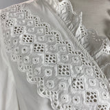 Sezane New White Broderie Anglais Trim Blouse L