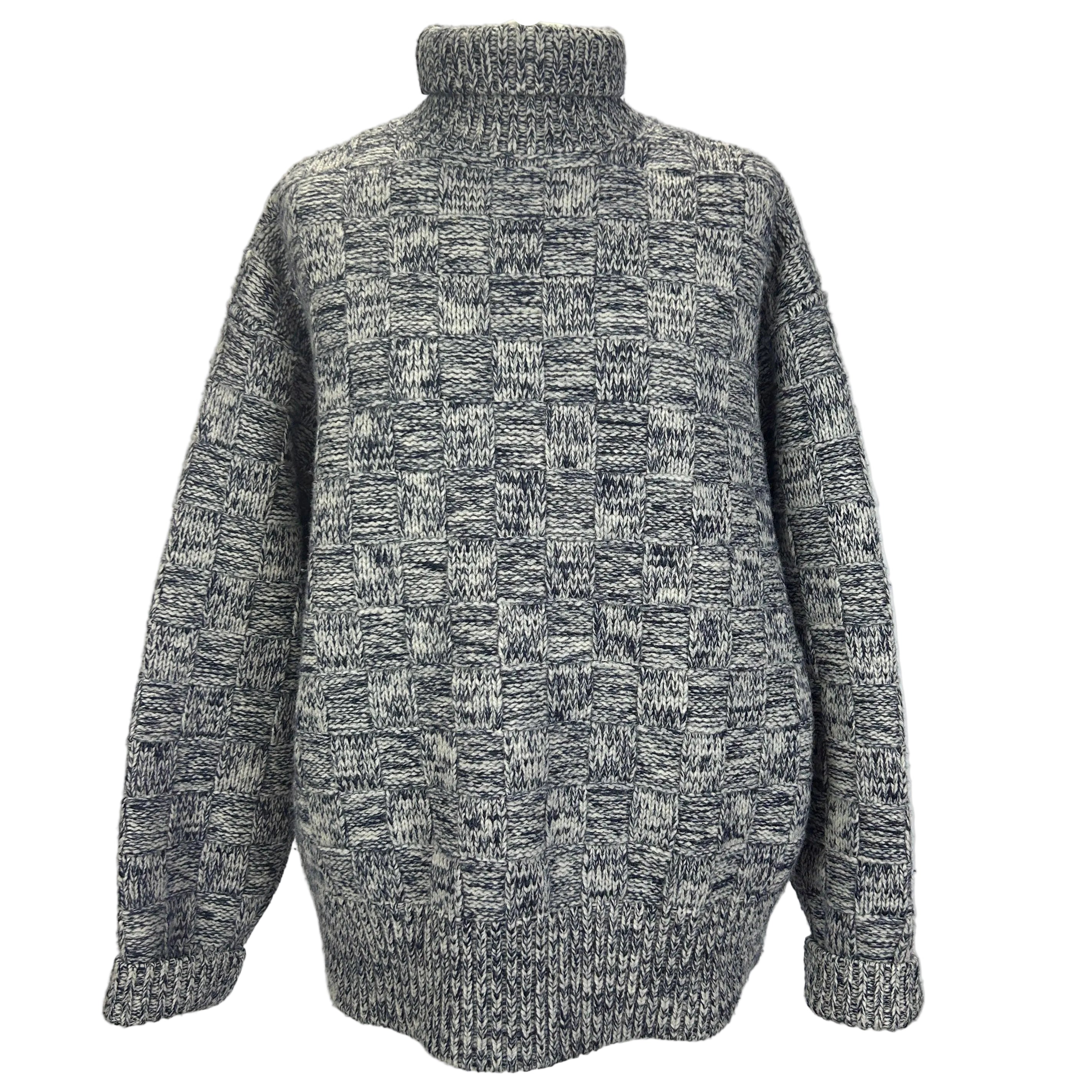 Victoria Beckham Navy & Ivory Basketweave Chunky Wool Sweater M