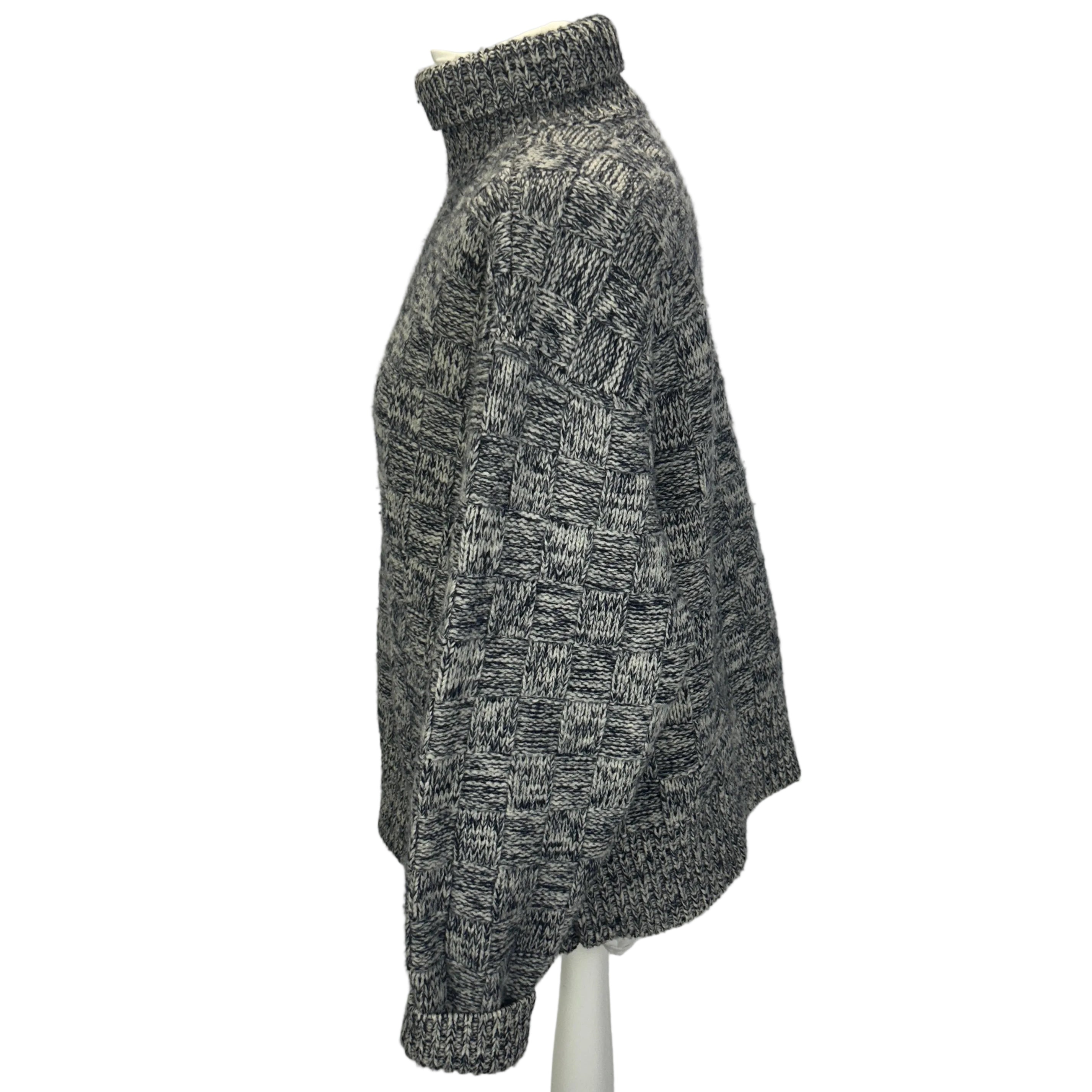 Victoria Beckham Navy & Ivory Basketweave Chunky Wool Sweater M