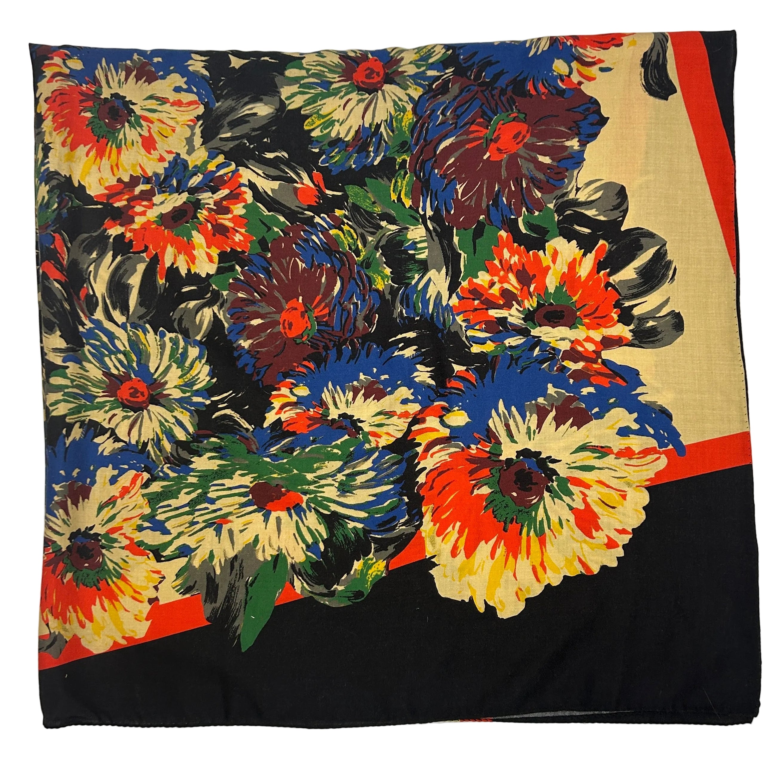 Raey Black & Camel Floral Wool Giant Square Scarf