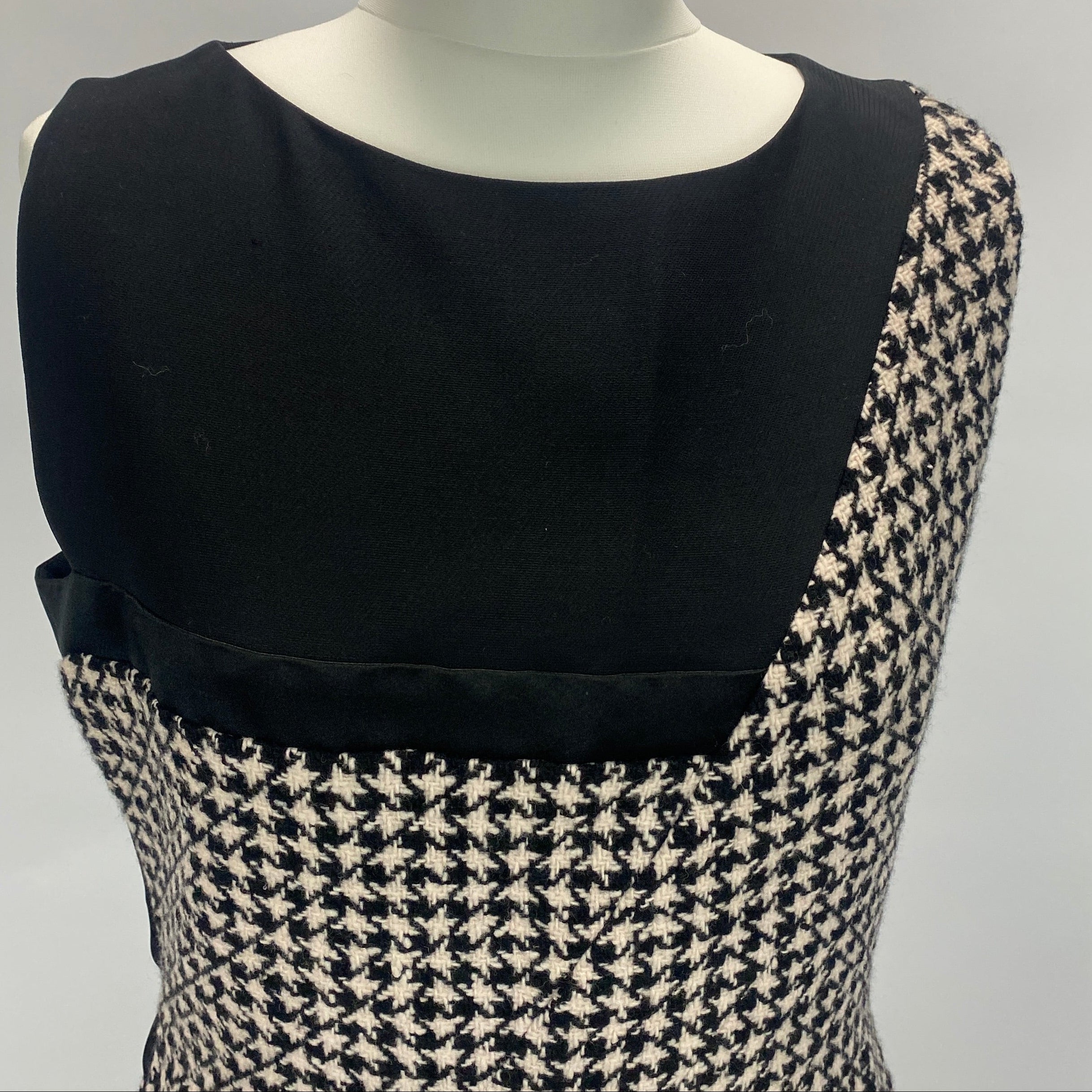 Christian Dior Black & Ivory Cashmere Cannage Check Dress L