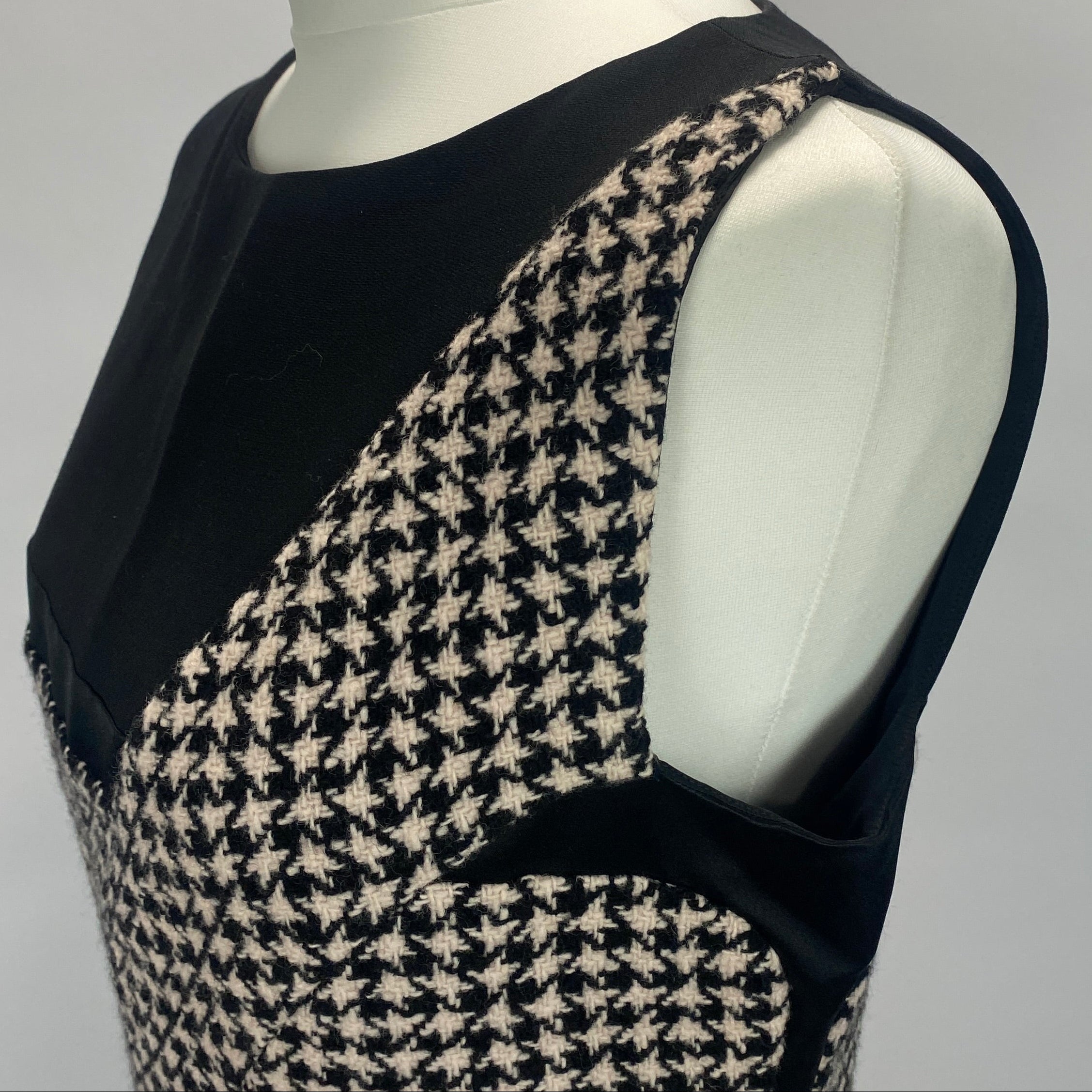 Christian Dior Black & Ivory Cashmere Cannage Check Dress L