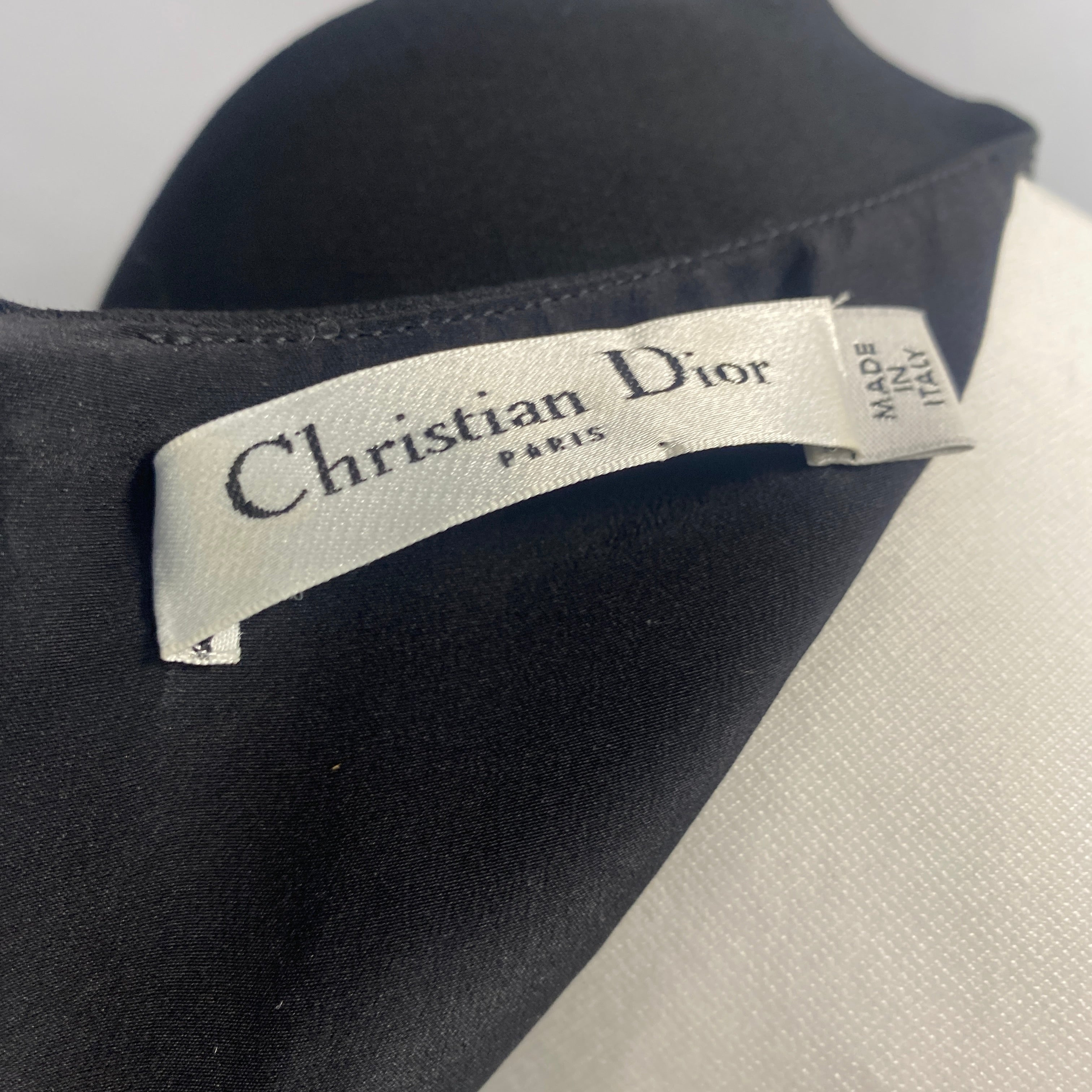 Christian Dior Black & Ivory Cashmere Cannage Check Dress L