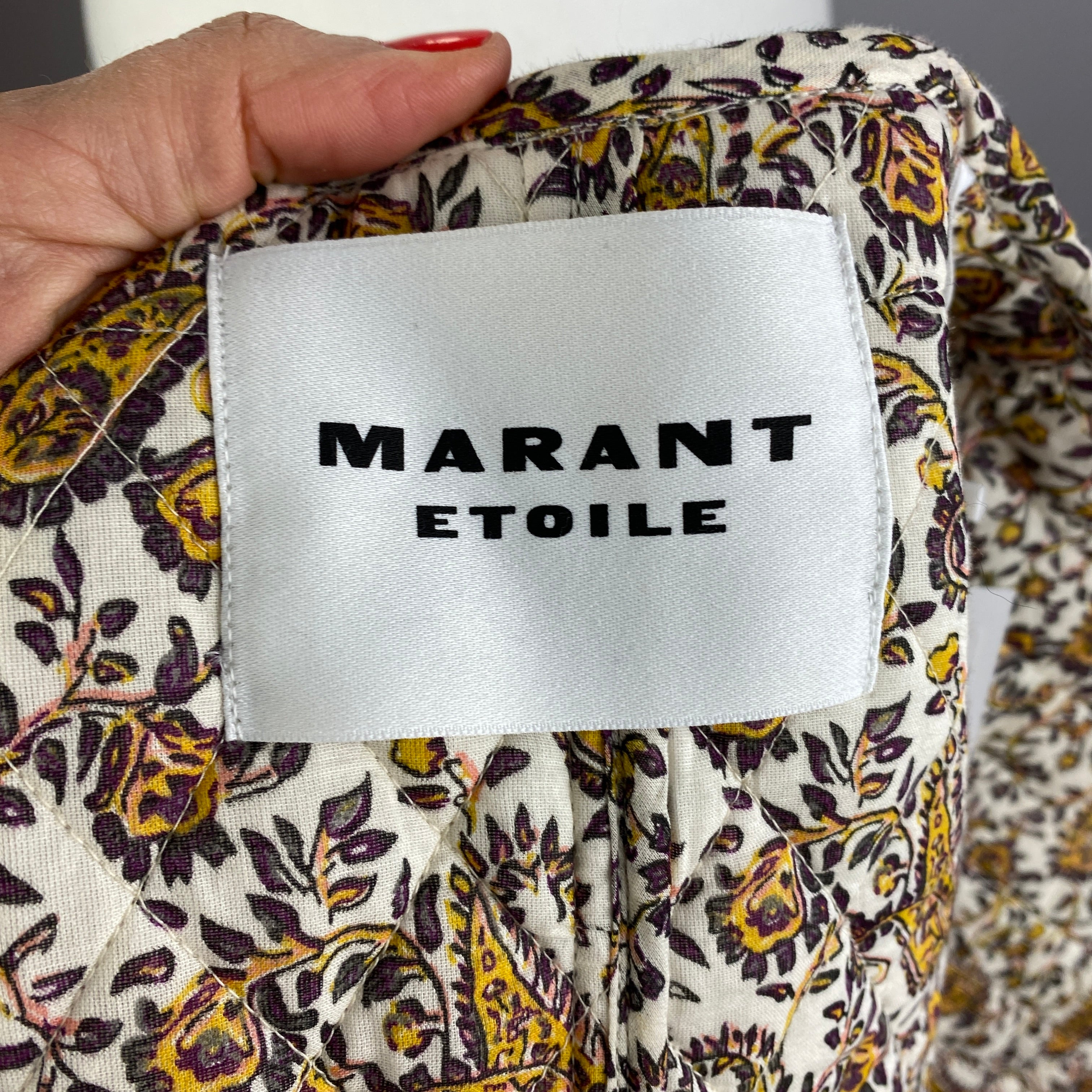 Isabel Marant New £550 Cream Print Embellished Quilted Jacket M