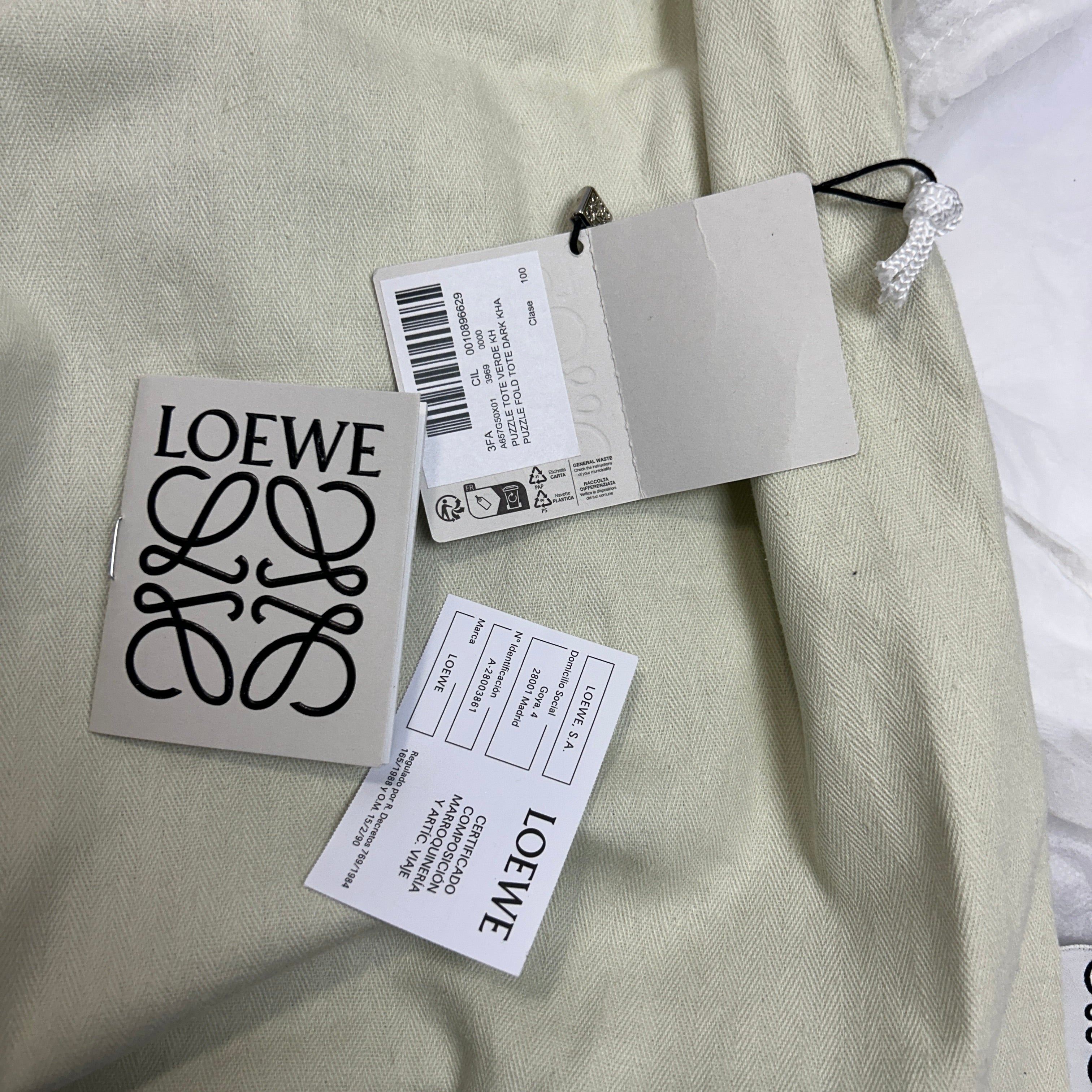 Loewe New £1550 Dark Khaki Puzzle Fold Tote Bag