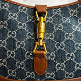 Gucci Small Denim GG & Tan Leather 1961 Jackie Shoulderbag