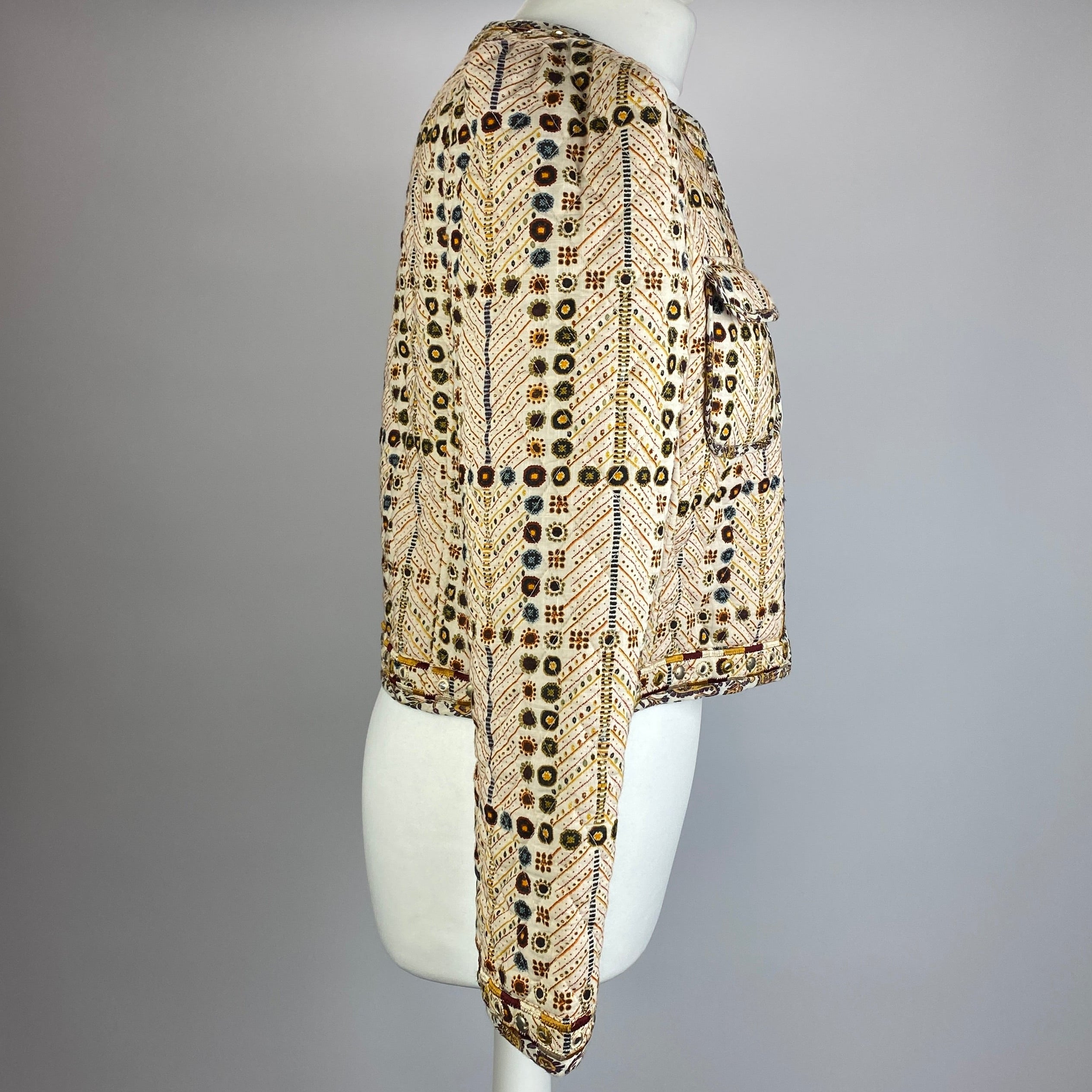 Isabel Marant New £550 Cream Print Embellished Quilted Jacket M