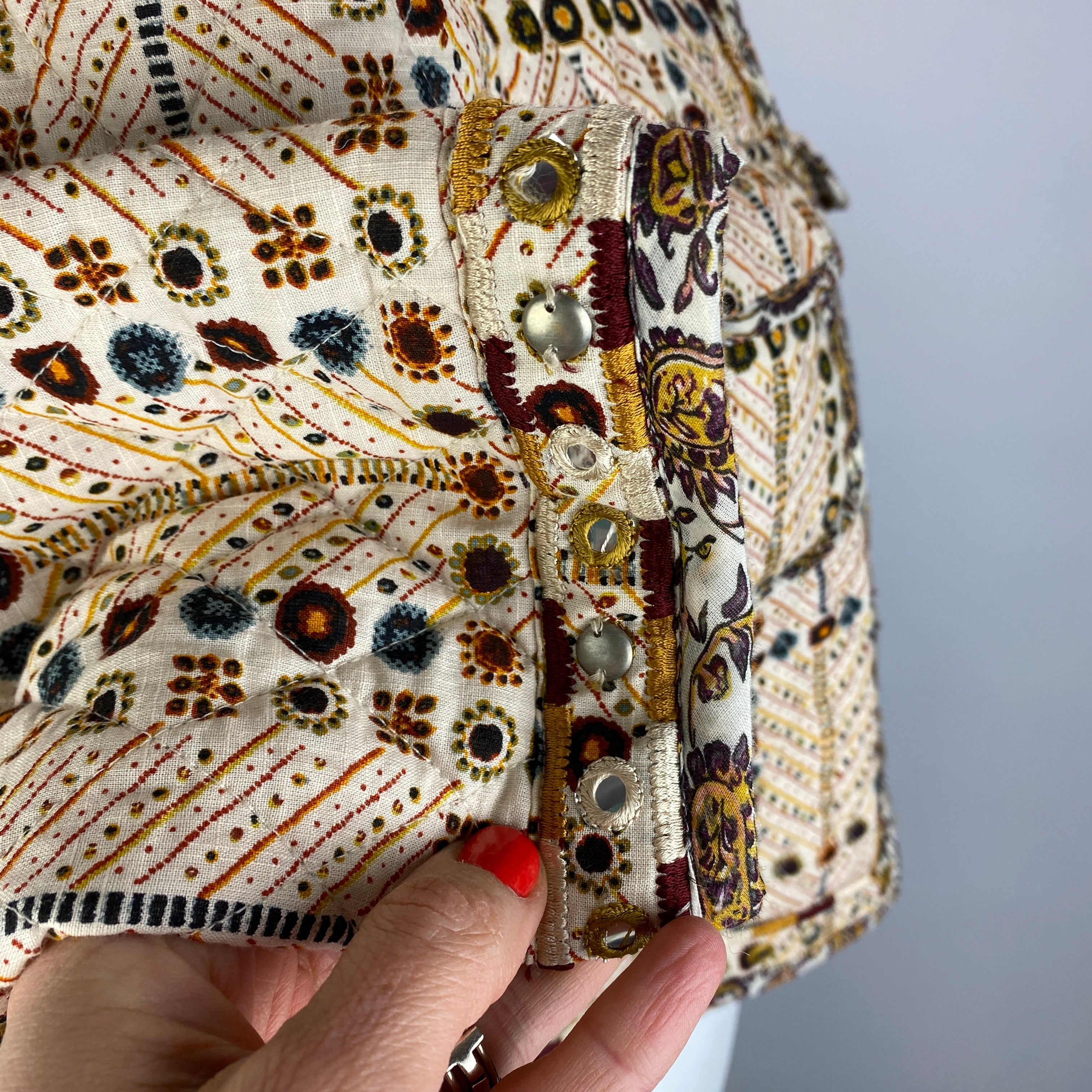 Isabel Marant New £550 Cream Print Embellished Quilted Jacket M