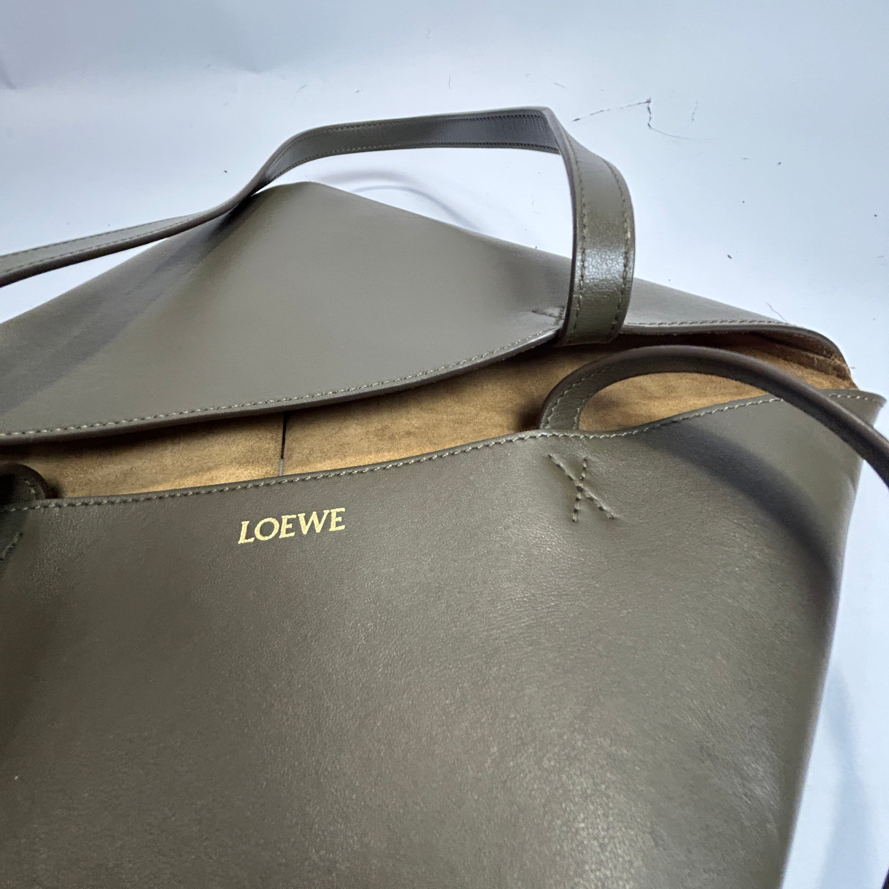 Loewe New £1550 Dark Khaki Puzzle Fold Tote Bag